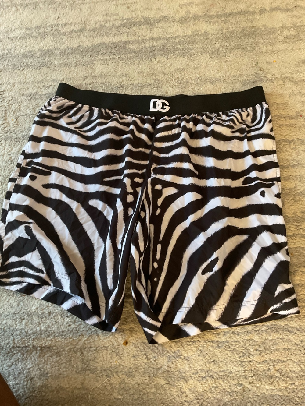 Dolce & Gabbana Men’s Zebra Print Swim Trunks - Black & White